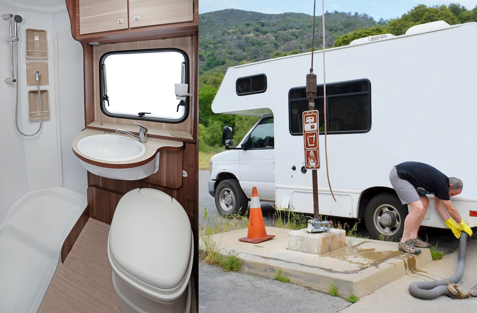 Portable RV/camper toilet and holding tank setup in Athens, Georgia