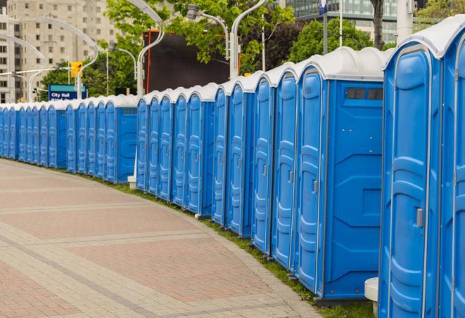 Seasonal porta potty units set up at a Athens, Georgia venue